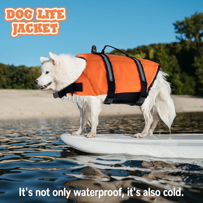Жилет рятувальний для собак FainFun Orange, XS. Регульований, з високою плавучістю та рятувальним гачком. Підходить для малих та великих собак.