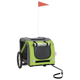 Велосипедний причіп для собак Зелений та Сірий, Oxford-Gewebe та Метал, Модель 93885