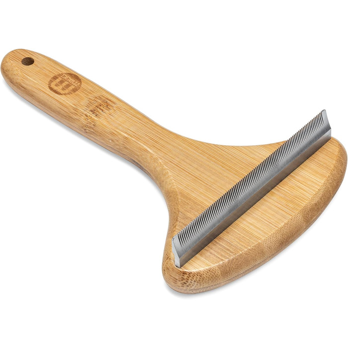 Щітка Mikki для собак та котів з бамбуковою ручкою, видаляє підшерсток та линяючу шерсть, нержавіюча сталь