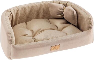 Крісло-ліжко для собак Ferplast Harris, 80x55 см, з подушкою, твід та велюр, бежеве, миється