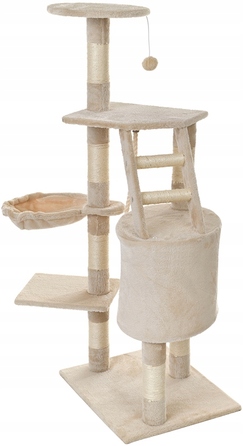 Когтеточка-вежа для котів з лежаком та стовпчиком Funfit Home&Office, 120 см