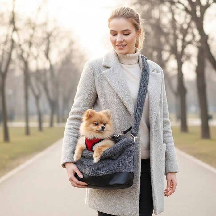 Транспортна сумка для кота/собаки Husoiuy | Водонепроникна сумка-переноска для зимового використання | З кріпленням на ремінь безпеки | Для маленьких та середніх порід | Сіра