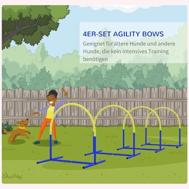 Agility-набір для собак PawHut, 4 предмети, для тренування літніх собак, з сумкою, синьо-жовтий, 88x64x95 см