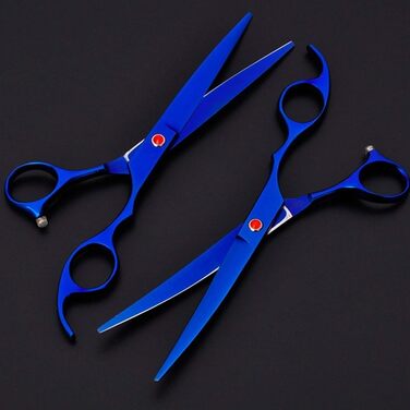 Набір професійних ножиць для грумінгу собак, ножиці для догляду за шерстю, з ножицями для фінальної обробки. Виготовлені з нержавіючої сталі. Підходять для всіх порід собак та котів. (Blue, 20.3 см)