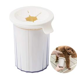 Очисник лап для собак: портативна чаша для миття лап з м'якою силіконовою щіткою, білий