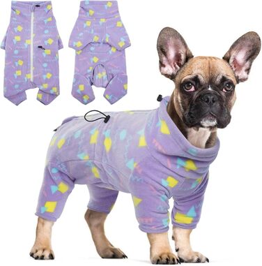 Теплий зимовий одяг для собак Hjyokuso: куртка, пуловер з флісу для малих, середніх та великих собак. Вітростійкий одяг для тварин з блискавкою. Підходить для Чихуахуа (XXS-3XL, фіолетовий, геометрія)