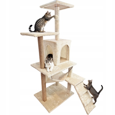 Високий ігровий комплекс для котів Mersjo: дряпалка, будиночок та лежанка, 6 рівнів, 125 см
