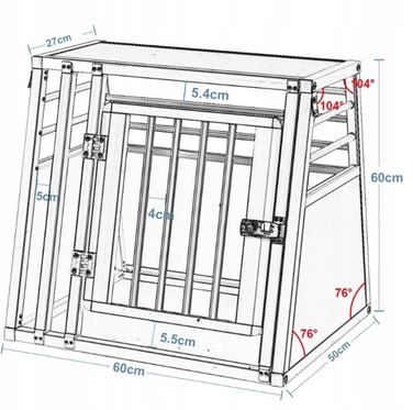 Алюмінієва клітка Woltu для середніх собак, 50 x 60 x 60 см