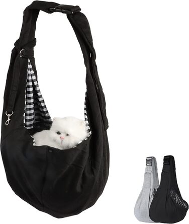 Сумка-слінг для тварин, переноска для котів та собак, регульована через плече, чорна
