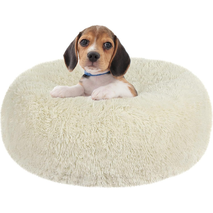 Ортопедичне ліжко для собак, кругле, м'яке, для котів та собак, 60 см, бежеве
