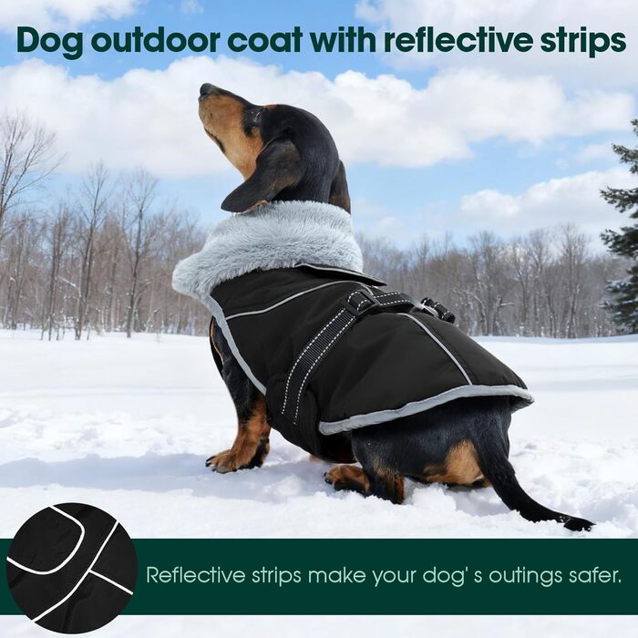 Теплий водонепроникний жилет для собак Kuoser, чорний, розмір M. Регульований, з відбиваючими елементами, для середніх собак.