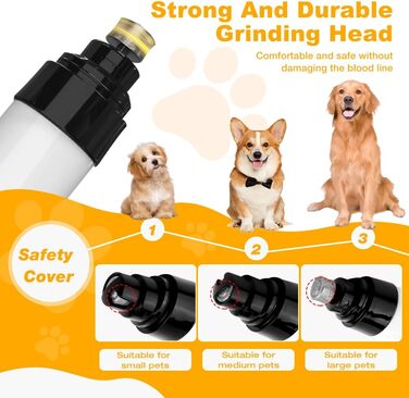 Електричний точило для собачих кігтів Silent Diamond Bit - безпечна електрична пилка для собак з 3 насадками, USB, 2 швидкості
