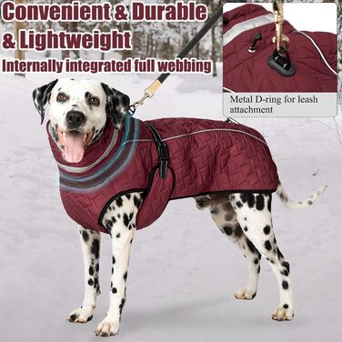 Водонепроникний зимовий теплий куртка для собак з підсумком, відбиваючий, для малих, середніх та великих собак (L, Червоний)