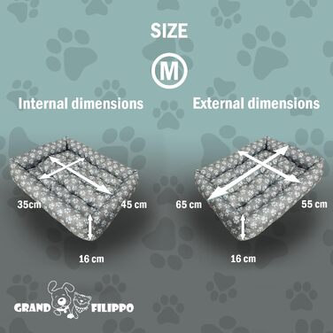 Водонепроникне ліжко для собак - ліжка для маленьких та великих собак, кошик для собак, блакитна лапка 65x55x16 см