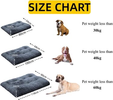 М'яке ліжко для собак великих та середніх порід, плюшеве килим для собак, потовщене покриття для собак з неслизьким дном, пухнасте ліжко для домашніх тварин, можна прати та знімає стрес (59x80 см, темно-сіро-блакитний)