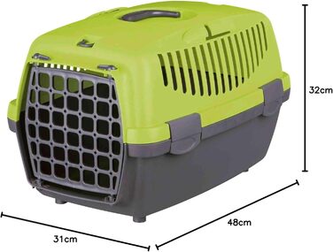 Трійзі Транспортний бокс Капрі 1, XS: 32x31x48 см, ручка для перенесення, пластик, темно-зелений/світло-зелений