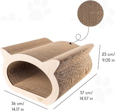 Котяче дряпальня | Дряпка з посиленої картонної конструкції | Натуральні дряпальні дошки | Міцні меблі для котів | 2в1 Дряпка-будиночок для котів | Якісний картон | Великий розмір (37 x 36 x 37 см, у формі кота)