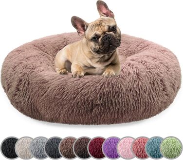 Кругле ліжко для собак середніх порід, 70 см, м'яке пухнасте гніздо, зручне та миється, колір хакі