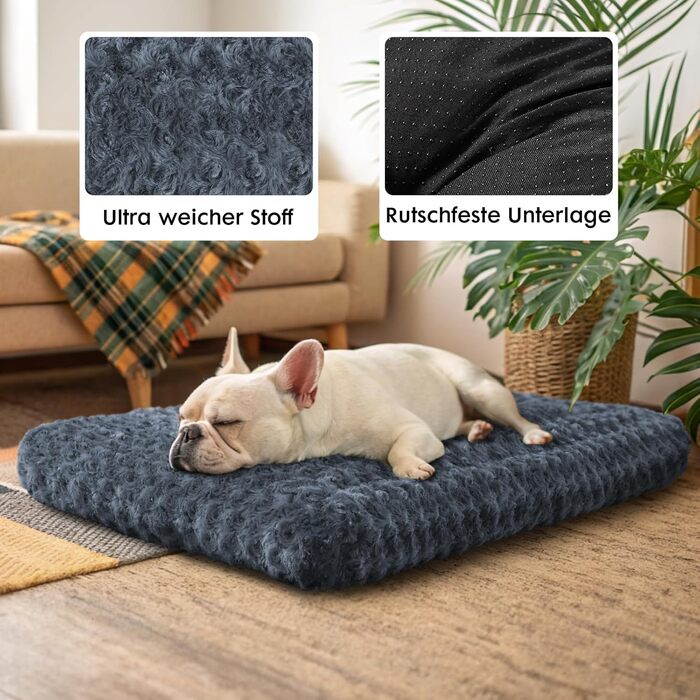 Homaxy Лежанка для собак великих порід, ортопедична, м'яка, з антиковзною основою, 74x54x7 см, темно-сіра