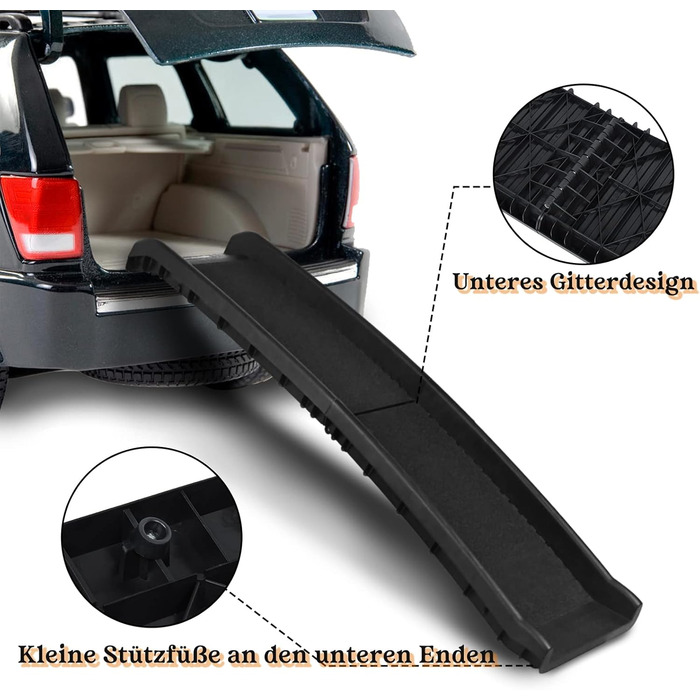 Рампа для собак Hunderampe, складна, антиковзка, до 90 кг, 156x40 см, для SUV, чорна