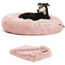Ліжко для котів і собак Best Friends by Sheri Original Calming Shag Donut з покривалом, бавовна, рожеве, розмір L, 91,4x91,4 см