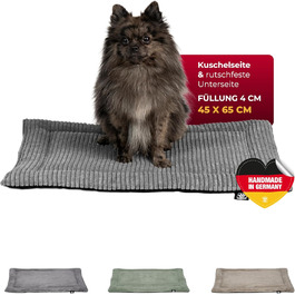 Килимок для собак HS-Hundebett® з підкладкою Cord, XS (45x65 см) – Нековзна підкладка – М'яка ковдра для собак – Затишне місце для відпочинку – Антрацитовий колір, Виготовлено в Німеччині, 45x65 см