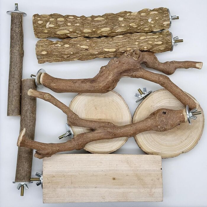 Набір з 9 дерев'яних перекладин Allazone для птахів, гойдалки для папуг, аксесуари для клітки, стиль 2