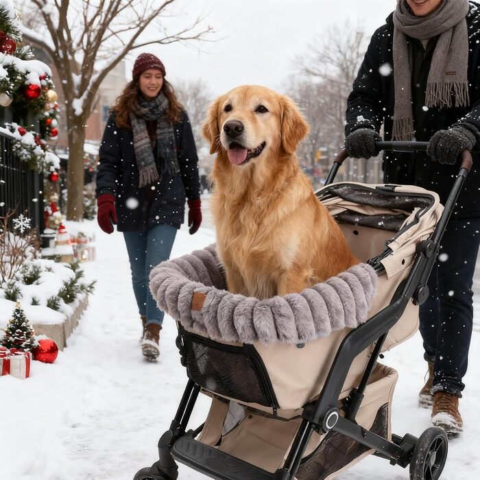 М'яка килимок для візка для дитини та домашніх тварин, теплий плюшевий, з магнітною застібкою, сірий