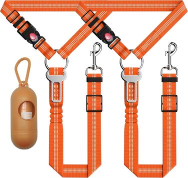 Автомобільний нашийник-пояс для собак Seyezo, 3 шт., регульований, світловідбиваючий, для кріплення до автокрісла, рожевий та помаранчевий