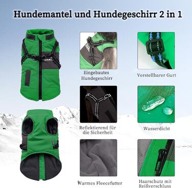 Зимова куртка для собак, жилет, обладнання для собак, середні породи (L, зелений)