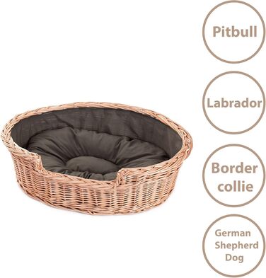 Плетений корзинка для собак та котів з подушкою, овальна, 75x57x19 см