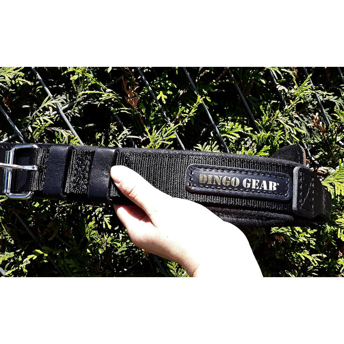 Нашийник для собаки Dingo Gear Drago, амортизуючий, з ручкою, ручна робота, чорний, 48-56 см