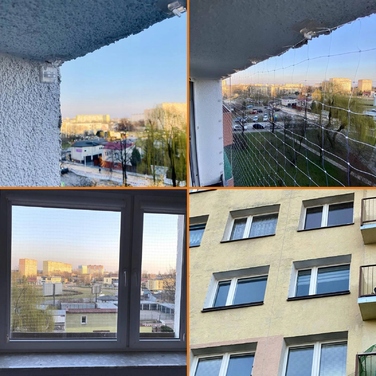 Захисна сітка на балкон для котів 4x3 м, посилена, з тросом (без свердління)