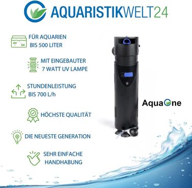 Внутрішній фільтр для акваріума AquaOne CUP-807 з UV-C лампою 7 Вт, до 500 л, продуктивність 700 л/год, фільтруюча помпа з УФ очищенням