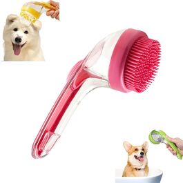 Щітка для грумінгу домашніх тварин Waschzauber з самоочищенням та масажем, рожева (для довгої та короткої шерсті)