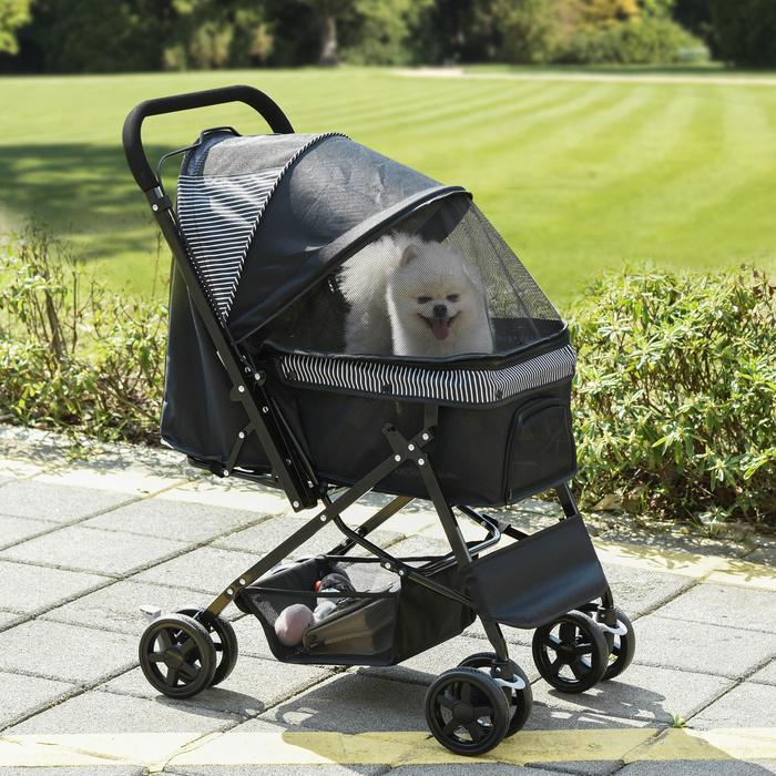 PawHut Dog Buggy Коляска для собак Баггі для маленьких собак і кішок Коляска для домашніх тварин Коляска для домашніх тварин Cat Buggy Oxford Black 76.5 x 52 x 95 см | Аосом