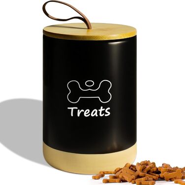 Керамiчна банка для ласощiв для собак, 7.7'x5', з кришкою, бiла. Керамiчна банка для печива для собак, бiла, з кришкою