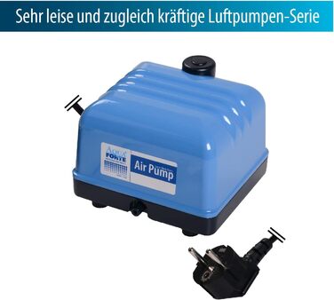 AquaForte Hi-Flow V-30 повітряний компресор для ставка, алюмінієвий корпус, тиха та потужна робота, 25 Вт, 7 л/хв на 2 м, до 18 м³, нерегульований