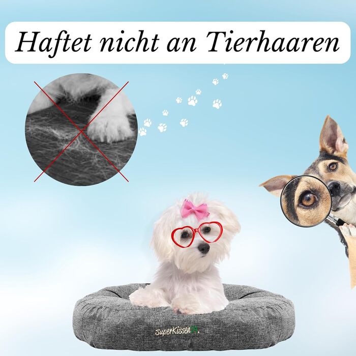 Гіркий лежак для собак середніх порід SuperKissen24 - водонепроникний лежак для котів - лежанка для собак з антикіготного матеріалу - антиалергенний та неслизький - 60 x 14 см, сірий (S)