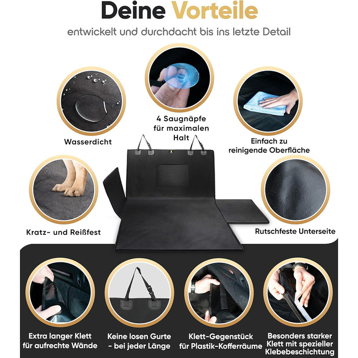 Захист для багажника автомобіля для собак HELDENWERK - універсальний, водовідштовхувальний, стійкий до подряпин, з захистом бокових панелей та краю завантаження. Підходить для собак.