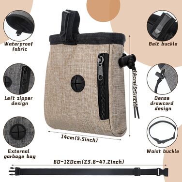 Набір з 3 мішечків для собак Leckerlibeutel, миючих, з поясом та диспенсером для відходів, іграшка для тварин, контейнер для сухого корму та ласощів, 2 способи носіння