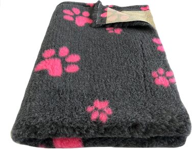 Килимок для собак Elropet Vetbed з матеріалу Vetbed, преміум-якість, 22 мм, для малих та великих собак, лежанка для собак S/M/L (M 100x80 см, темно-сірий + рожева лапка)