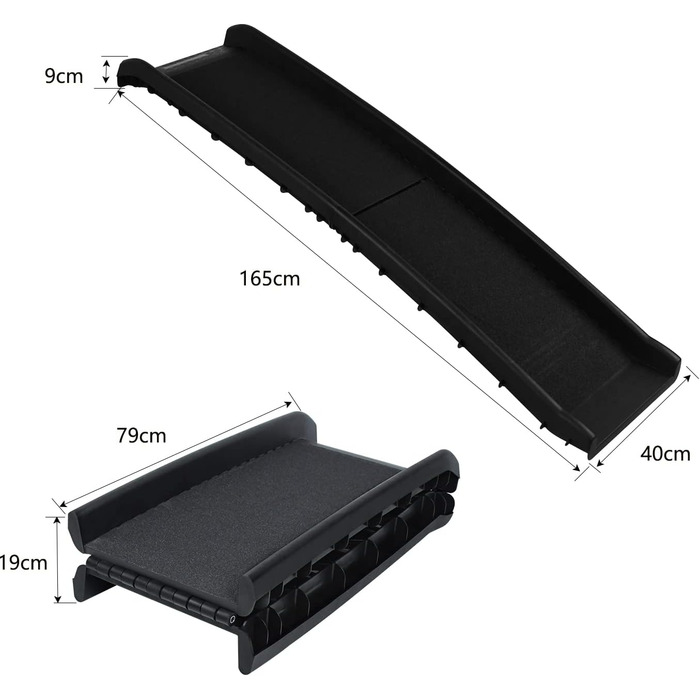 Східці для собак HENGMEI - рампа в багажник авто, 156x40 см, чорний колір