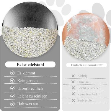 Великий металевий туалет для котів PTLOM 50x35x15 см, нержавіюча сталь, антипригарне покриття, захист від бризок, для великих і малих котів та кроликів