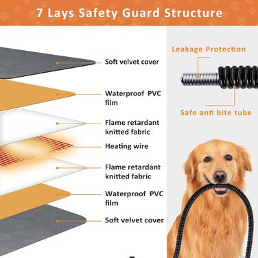 Кішечковий та собачий нагрівальний килимок, 45 x 45 см, 5 таймерів та 6 температурних режимів, вологостійкий, для цуценят, собак, котів та кроликів