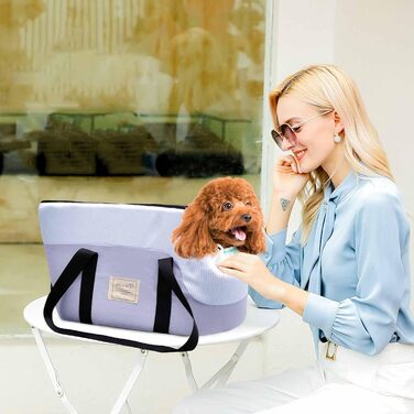 PETCUTE Сумка-переноска для собак, сіра, до 10 кг, з ременем безпеки та знімним підкладом