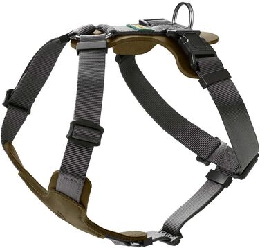 Нашийник для собак HUNTER AALBORG IXED, оливково-сірий, розмір M-L, з натуральної шкіри та нейлону, 5-рівневе регулювання, легкий, з пластиковими застібками, зроблене в Німеччині