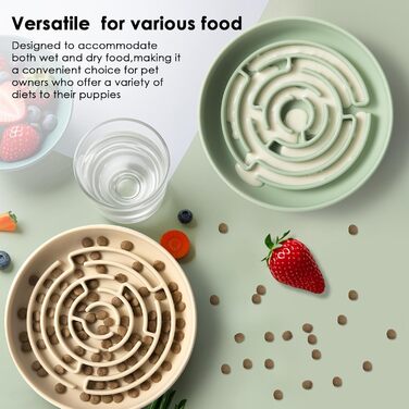 Повільний годівник для собак, миска з силікону з присоском, антизадушливий дизайн, підходить для малих та середніх собак (Бежевий)