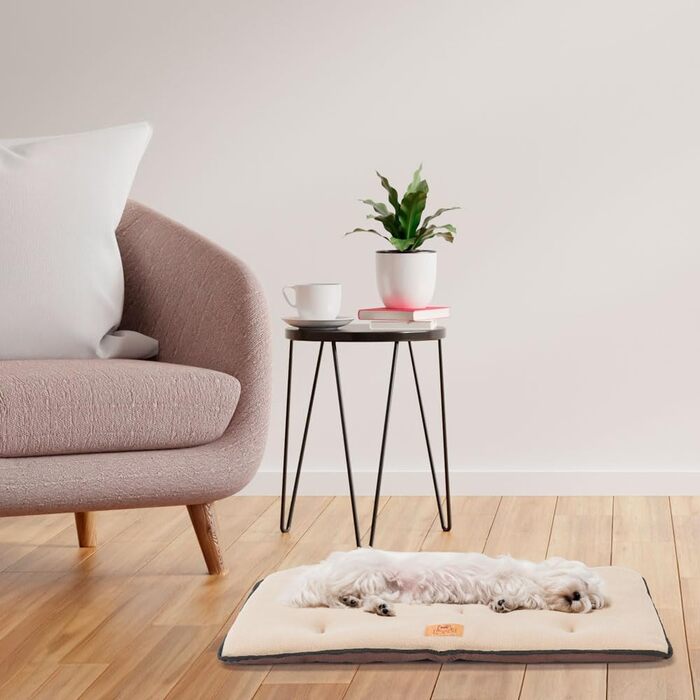 Килимок для собак Ferplast - м'яке ліжко-софа для середніх собак, двостороннє, з міцної та водовідштовхувальної тканини, з мікрофлісу, 57 x 38 x 3,5 см, бежевий