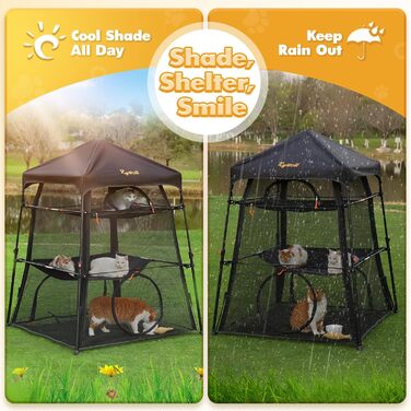 Вольєр для котів Rywell Extra Large, 3 поверхи, 5 вікон, для вулиці, 145x110x110 см
